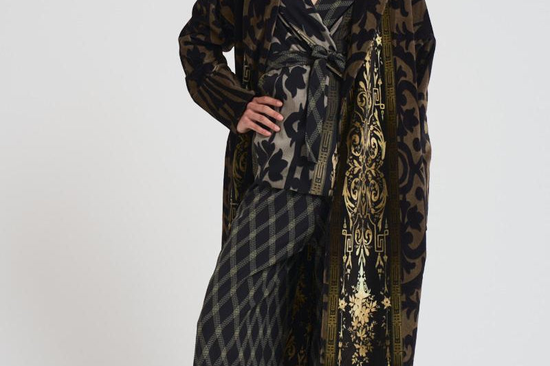 Cappotto lungo Revdox in fantasia nero 12438 516458 PIERRE-LOUIS MASCIA 