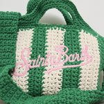 Borsa donna crochet a righe verde CROCHETBAGMINI 00193H MC2 SAINT BARTH 