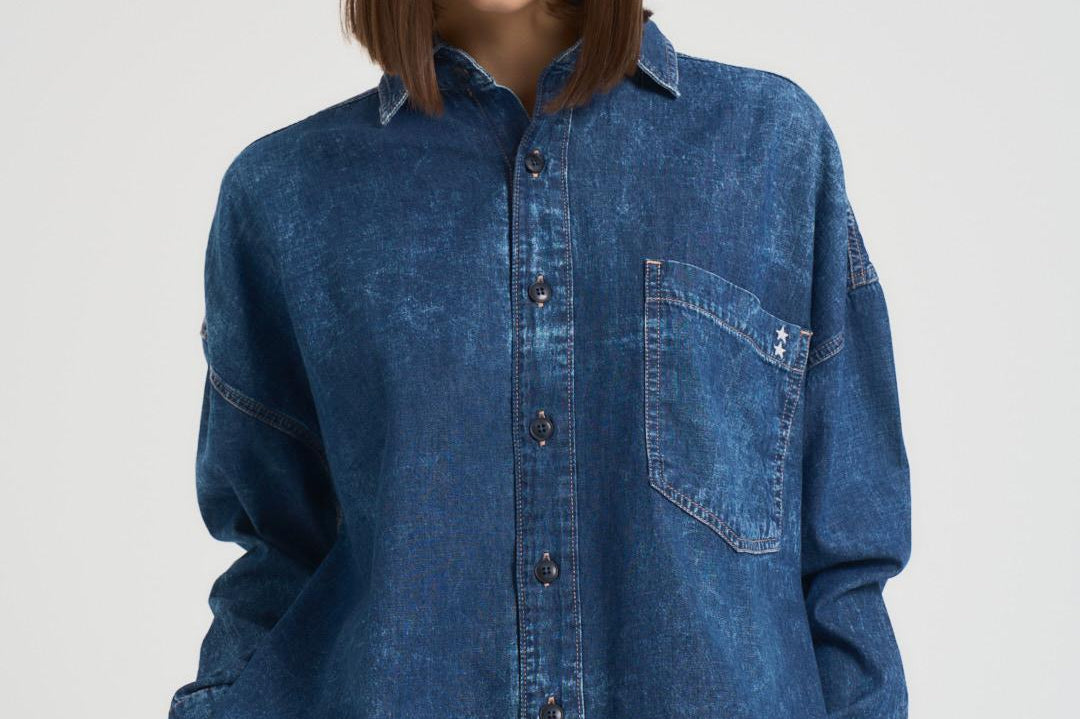 Camicia donna in denim scuro RENA ECLIPSE ICON DENIM 