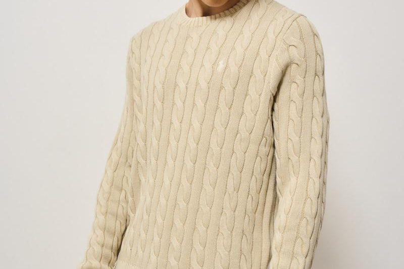 Maglia uomo a treccia ecru 710965867 001 RALPH LAUREN 