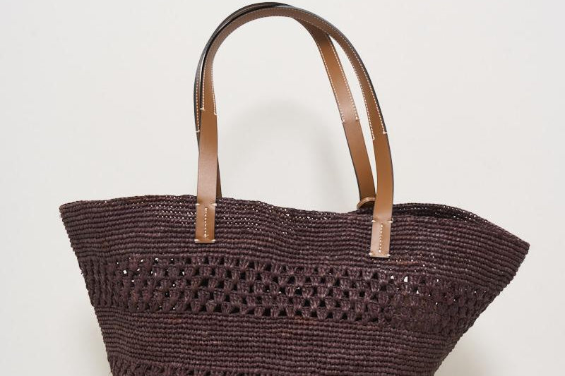 Borsa donna a spalla in rafia cioccolato V7.4CK CHOCOLATE MANEBI' 