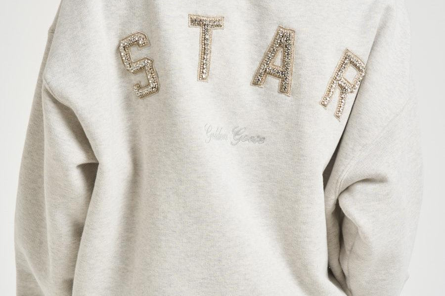 Felpa donna grigia con ricamo e cristalli GUP02716 P00241360665 GOLDEN GOOSE 