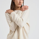 Maglione donna girocollo in cashmere panna AMELIE 755BLACN KUJTEN 