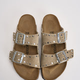 Sandalo donna beige effetto suede  con borchie 1029390 TAUPE BIRKENSTOCK 
