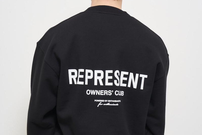 Felpa uomo girocollo nera OCM41115 BLACK001 REPRESENT 