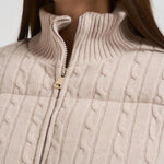 Giubbotto donna in maglia a trecce beige MYAWOOL 11 MC2 SAINT BARTH 