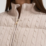 Giubbotto donna in maglia a trecce beige MYAWOOL 11 MC2 SAINT BARTH 