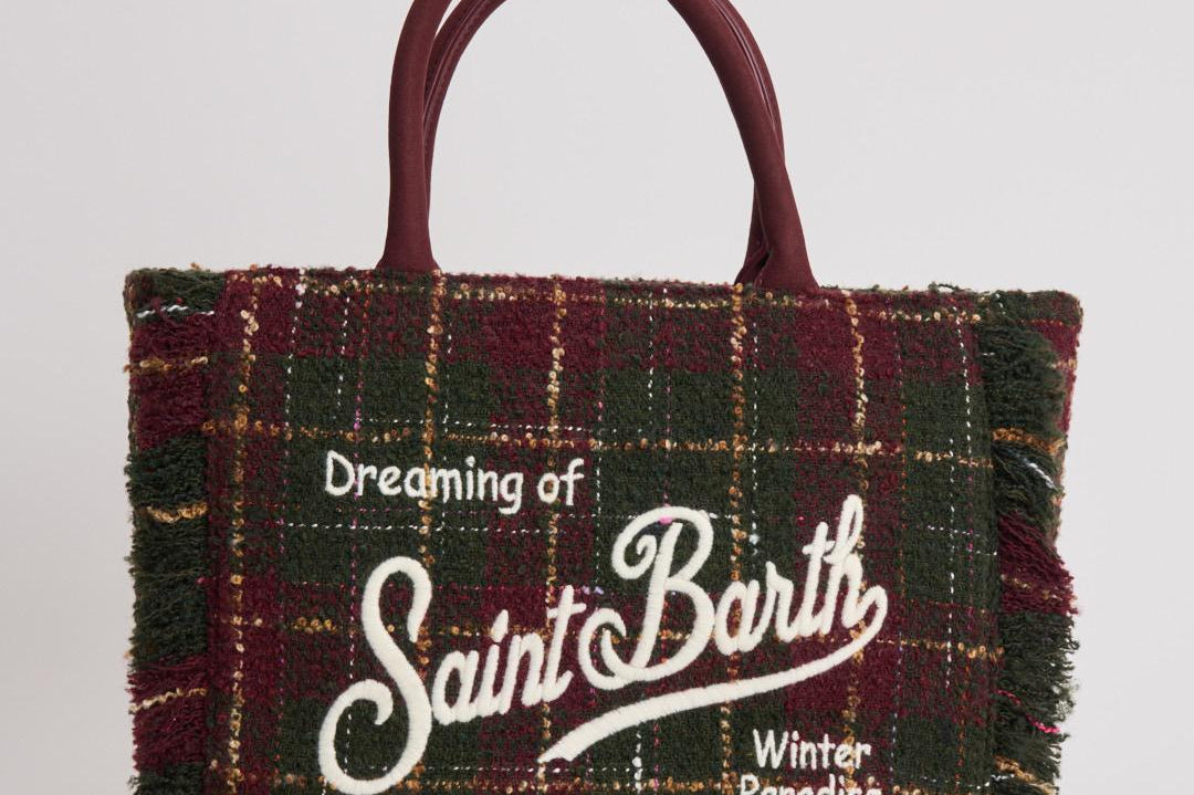 Borsa donna Colette Tweed verde e bordeaux COLETTETWD CK4551 MC2 SAINT BARTH 