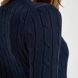 Maglia donna girocollo a trecce blu notte 211971869 008 RALPH LAUREN 