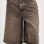Bermuda uomo effetto slavato in denim marrone 307 WASHED BROWN WOODBIRD 