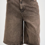 Bermuda uomo effetto slavato in denim marrone 307 WASHED BROWN WOODBIRD 