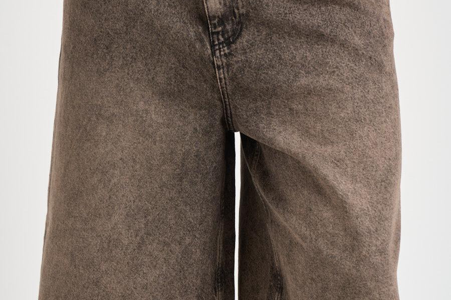 Bermuda uomo effetto slavato in denim marrone 307 WASHED BROWN WOODBIRD 
