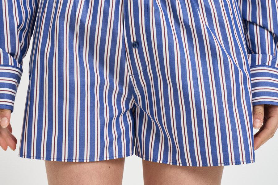 Set camicia e shorts donna over a righe blu TM196419B BLUEROUGENOIR THE ANDAMANE 