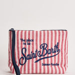 Pochette donna Aline in cotone a righe rossa ALINECOTTON 00564L MC2 SAINT BARTH 