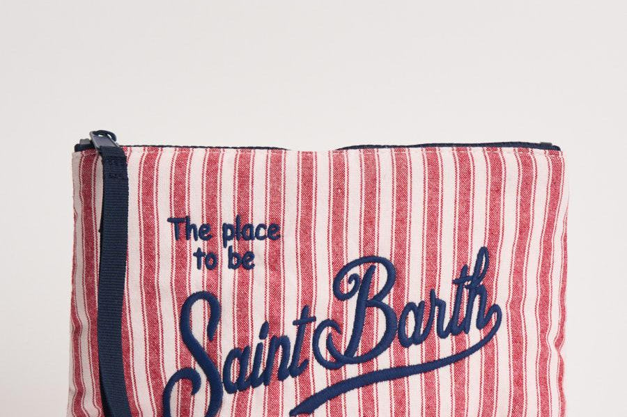 Pochette donna Aline in cotone a righe rossa ALINECOTTON 00564L MC2 SAINT BARTH 