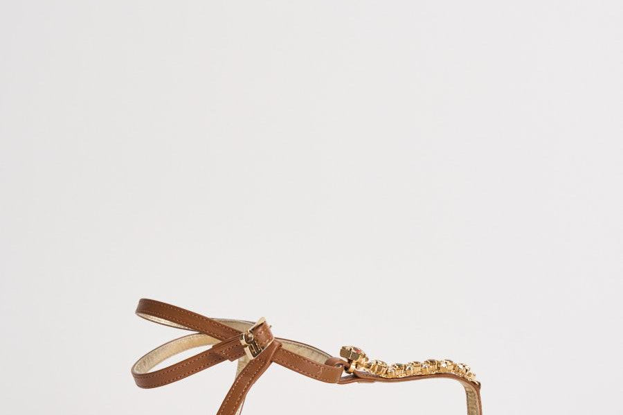 Sandalo donna infradito gioiello marrone K08F CUOIO EMANUELA CARUSO CAPRI 
