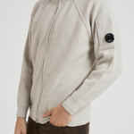 Felpa uomo con cappuccio in lana grigio chiaro MKN057A 110149AM13 CP COMPANY 