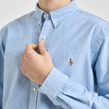 Camicia uomo Oxford celeste con logo 710549084 007 RALPH LAUREN 