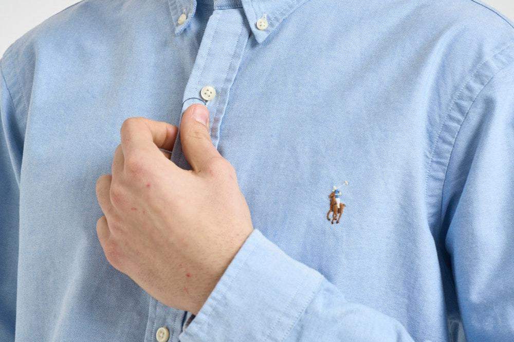 Camicia uomo Oxford celeste con logo 710549084 007 RALPH LAUREN 