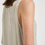 Blusa donna con strass grigia 106214A31F TESSAI18 PINKO 