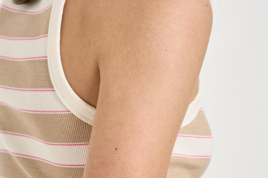 Canotta donna a righe beige e panna ADA 02673L MC2 SAINT BARTH 