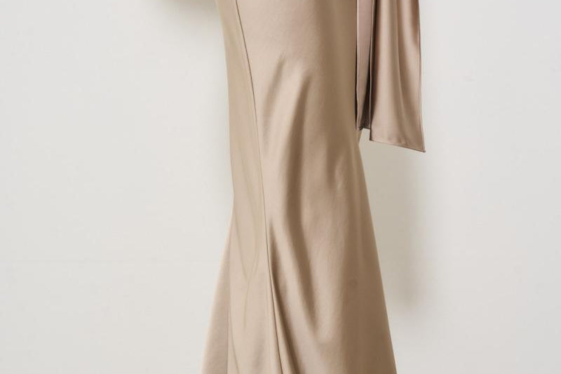 Gonna donna lunga satina beige T170351A GREIGE THE ANDAMANE 