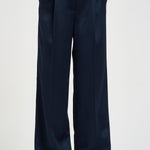 Pantalone donna con pinces satinato blu 12021 NAVY ANINE BING 