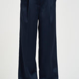 Pantalone donna con pinces satinato blu 12021 NAVY ANINE BING 