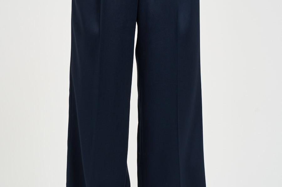 Pantalone donna con pinces satinato blu 12021 NAVY ANINE BING 