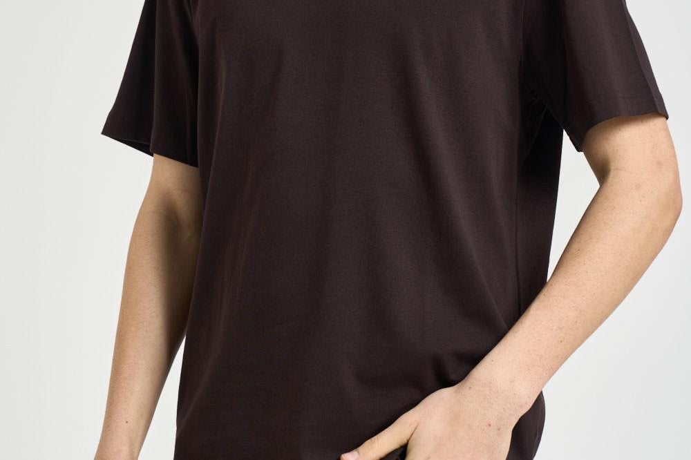 T-shirt uomo girocollo marrone TH7318 3LA LACOSTE 