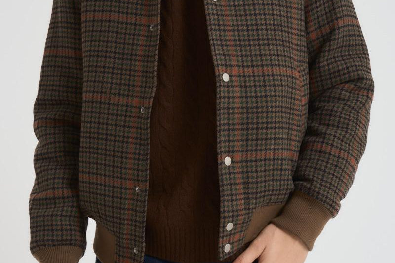 Bomber uomo college tartan marrone 1000565 826 LES DEUX 
