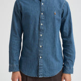 Camicia uomo in denim scuro Custom-Fit 710548539 001 RALPH LAUREN 
