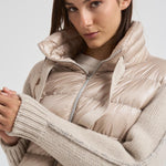 Bomber donna in nylon e maglia beige PI00138DR 1985 HERNO 