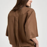 Blusa donna maniche a tre quarti marrone TYC01 MOCHA NINE IN THE MORNING 