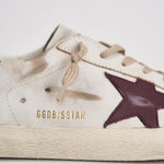 Sneakers uomo Super-star bianca e bordeaux GMF00101 F00811410350 GOLDEN GOOSE 