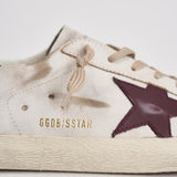 Sneakers uomo Super-star bianca e bordeaux GMF00101 F00811410350 GOLDEN GOOSE 