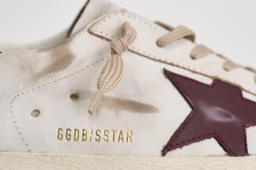 Sneakers uomo Super-star bianca e bordeaux GMF00101 F00811410350 GOLDEN GOOSE 