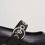 Ballerina donna Uma Eyelet nera con borchie RKLS08FL159 BLACK AEYDE 