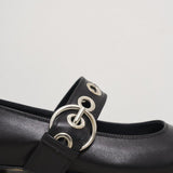 Ballerina donna Uma Eyelet nera con borchie RKLS08FL159 BLACK AEYDE 