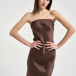 Abito donna satinato marrone 14555 3093 FORTE FORTE 