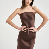 Abito donna satinato marrone 14555 3093 FORTE FORTE 