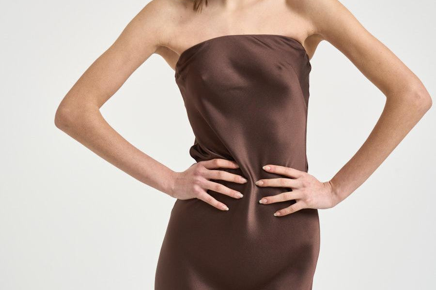 Abito donna satinato marrone 14555 3093 FORTE FORTE 