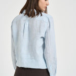 Camicia donna in lino a righe azzurre e bianche 211A96158 003 RALPH LAUREN 