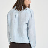 Camicia donna in lino a righe azzurre e bianche 211A96158 003 RALPH LAUREN 
