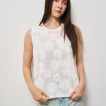 Top donna bianco con ricami floreali S25MD70 BIANCO TENSIONE IN 