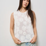 Top donna bianco con ricami floreali S25MD70 BIANCO TENSIONE IN 