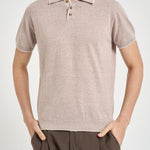 Polo uomo beige in maglia leggera M060202 114 ACCADEMIE TESSILI 