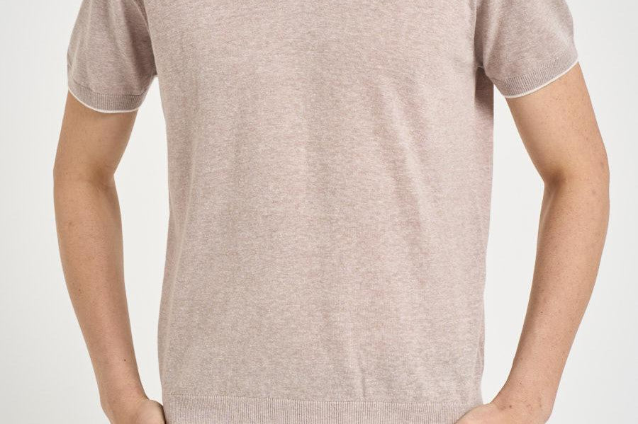 Polo uomo beige in maglia leggera M060202 114 ACCADEMIE TESSILI 