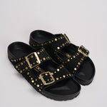 Sandalo donna Arizona nero con borchie oro<BR/> 1027855 BLACK BIRKENSTOCK 