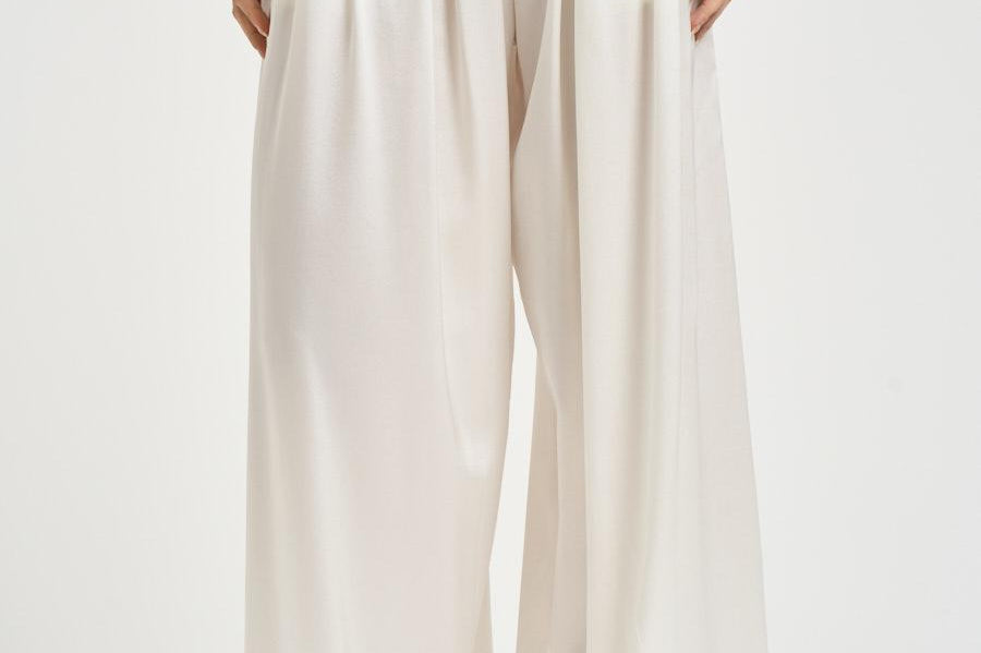 Pantalone donna Sandy a palazzo bianco 326SS3808S IVORY DANAME 